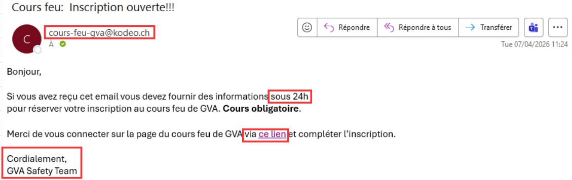 Exemple de mail de phishing