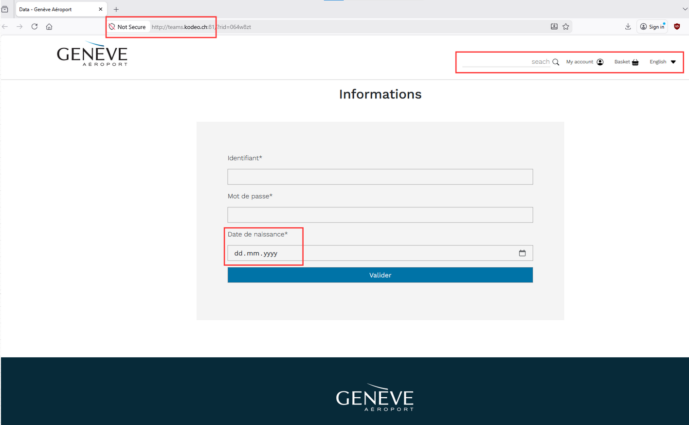 Exemple de site de phishing